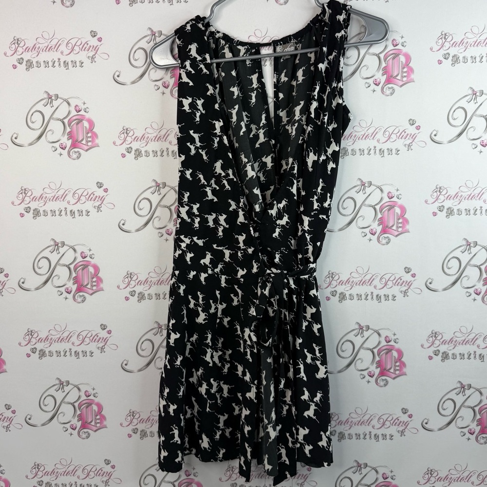 Chia fashions dress horses pony ponies Black and White Patterned Mini Dress